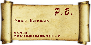 Pencz Benedek névjegykártya
